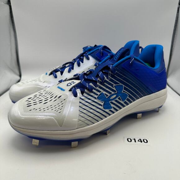 UNDER ARMOUR Men's 15 Yard Low Baseball Metal Cleats Blue White - Picture 2 of 8